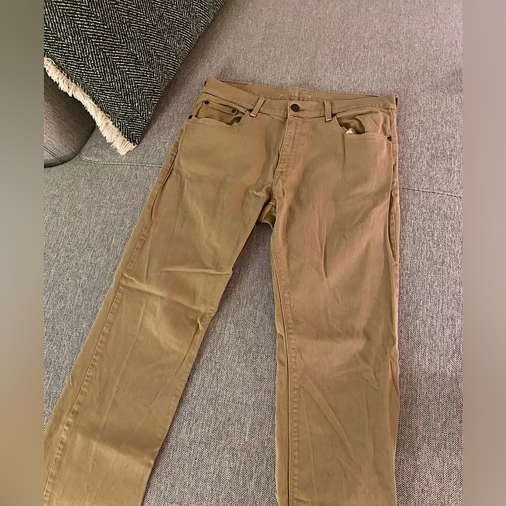 Mott & Bow Straight Mercer Jeans - 34/32 - Light Khaki